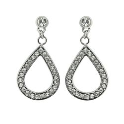 Steelx Open Teardrop with Clear CZs Earrings - ER373 Steelx Open Teardrop with Clear CZs Earrings - ER373
